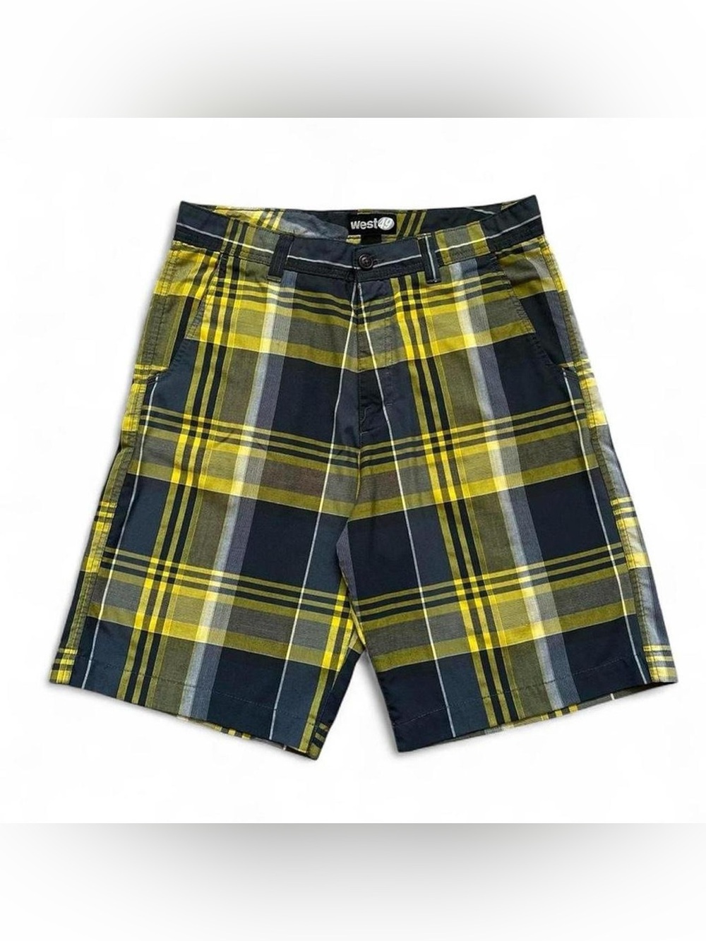 2000s West 49 yellow plaid shorts